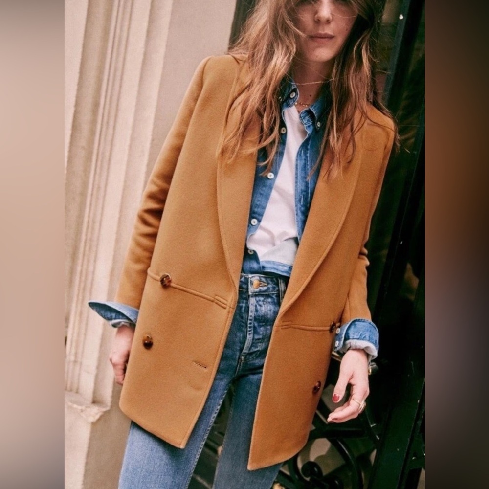 NWT Sezane James Coat in Camel